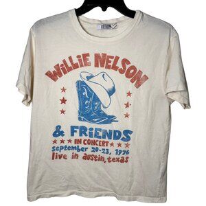 Letluv Willie Nelson & Friends Graphic Tee Small Vintage Inspired Concert Style
